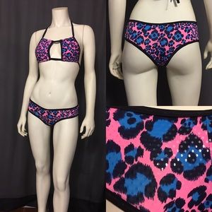 Hot pink animal print cheeky bikini